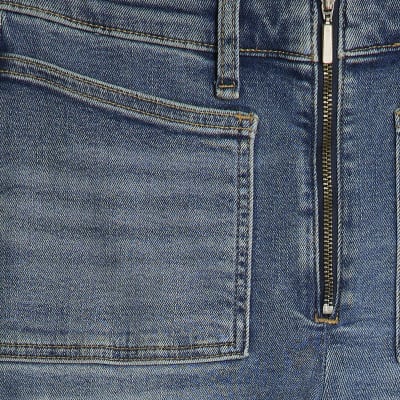 Blue High Rise Zip front Skinny Jeans