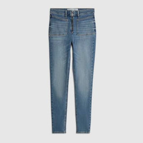 Blue High Rise Zip front Skinny Jeans