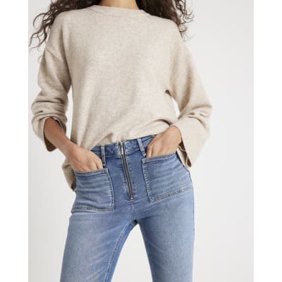 Blue High Rise Zip front Skinny Jeans