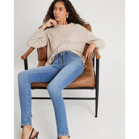 Blue High Rise Zip front Skinny Jeans