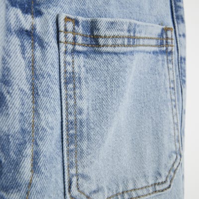 Blue high waisted front pocket wide leg jeans