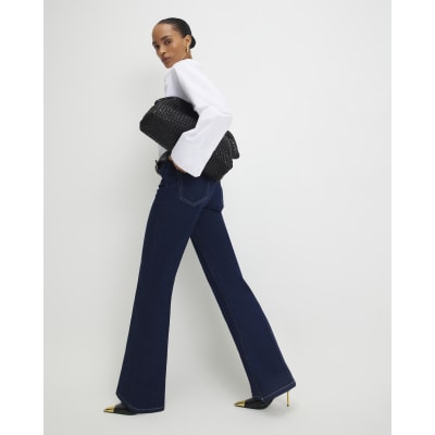 Blue High Waisted Relaxed Flare Jeans