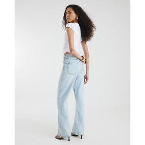 Blue high waisted relaxed straight fit jeans