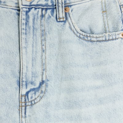Blue high waisted relaxed straight fit jeans
