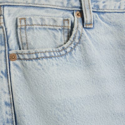 Blue high waisted relaxed straight fit jeans