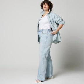 Blue high waisted relaxed straight fit jeans