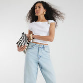 Blue high waisted relaxed straight fit jeans