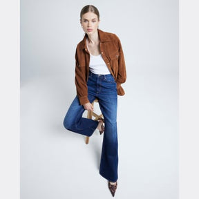 Blue high waisted relaxed straight fit jeans