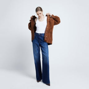 Blue high waisted relaxed straight fit jeans