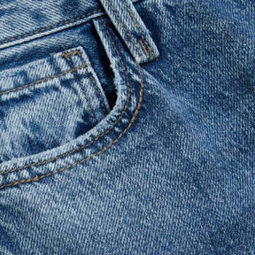 Blue High Waisted Relaxed Straight Leg Jeans