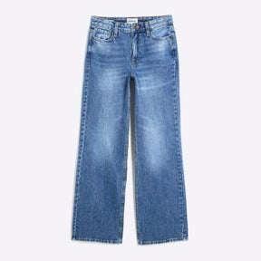 Blue High Waisted Relaxed Straight Leg Jeans