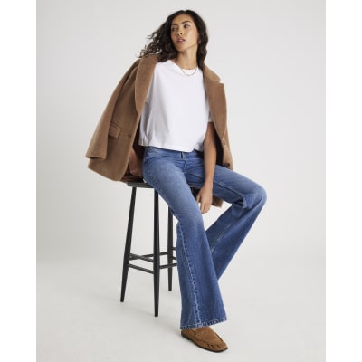 Blue High Waisted Relaxed Straight Leg Jeans