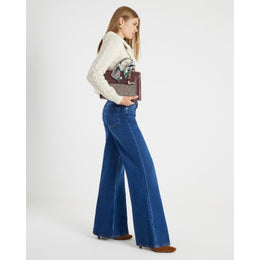 Blue High Waisted Soft Wide Leg Jeans