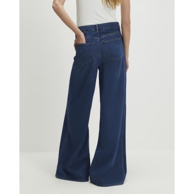 Blue High Waisted Soft Wide Leg Jeans