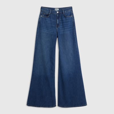Blue High Waisted Soft Wide Leg Jeans