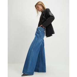 Blue High Waisted Soft Wide Leg Jeans