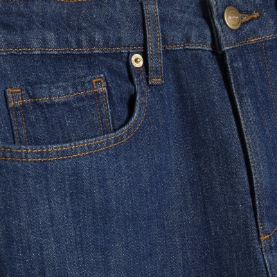 Blue High Waisted Stretch Straight Leg Jeans