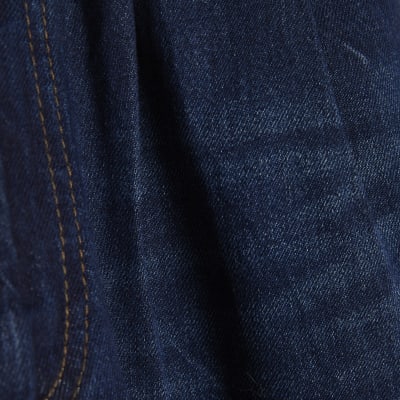 Blue High Waisted Tie Detail Wide Leg Jeans
