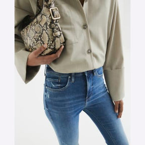 Blue High Waisted Tummy Hold Flared Jeans