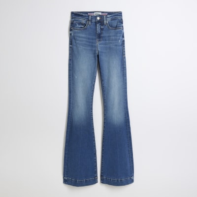 Blue High Waisted Tummy Hold Flared Jeans