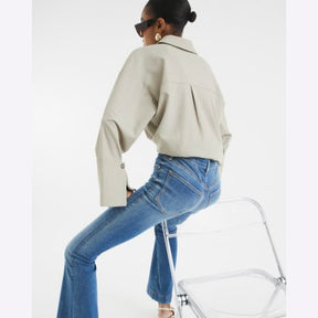 Blue High Waisted Tummy Hold Flared Jeans