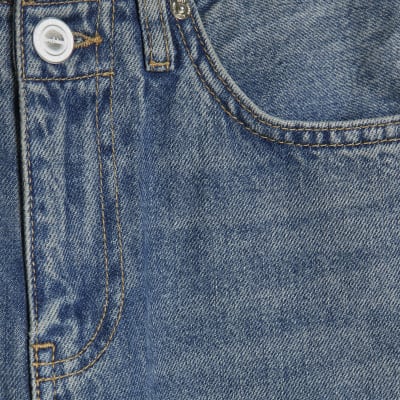 Blue High Waisted Wide Leg Jeans