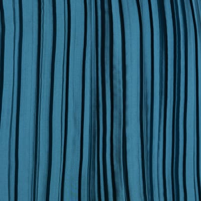 Blue Jersey Back Pleated Long Sleeve Top