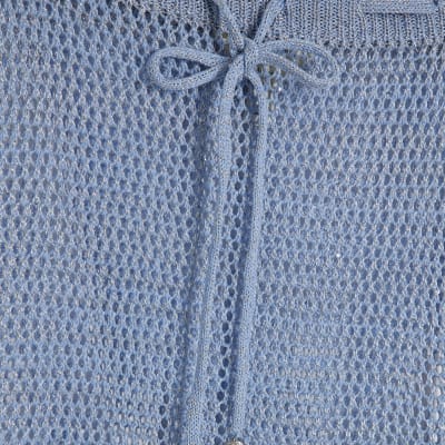 Blue Knit Midi Beach Skirt