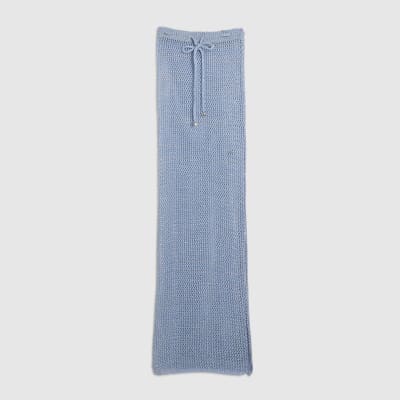 Blue Knit Midi Beach Skirt