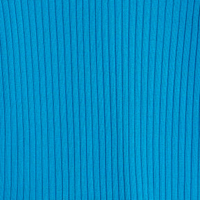 Blue Knit Ribbed Polo Top