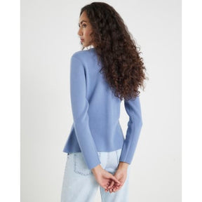 Blue Knitted Button Up Cardigan