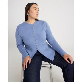 Blue Knitted Button Up Cardigan