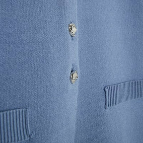 Blue Knitted Button Up Cardigan