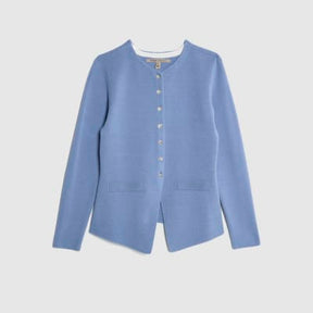 Blue Knitted Button Up Cardigan