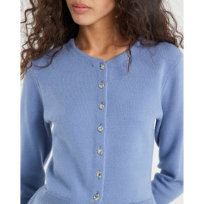 Blue Knitted Button Up Cardigan