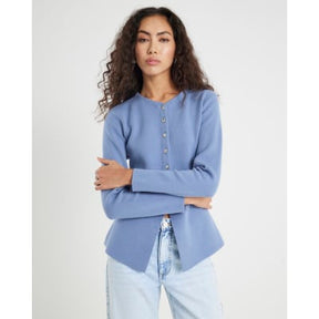 Blue Knitted Button Up Cardigan
