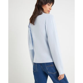 Blue Knitted Tie Neck Cardigan