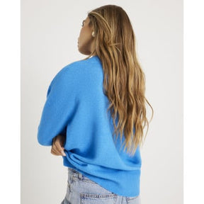 Blue Knitted V Neck Jumper