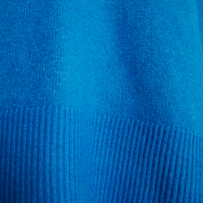 Blue Knitted V Neck Jumper