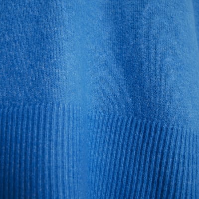 Blue Knitted V Neck Jumper