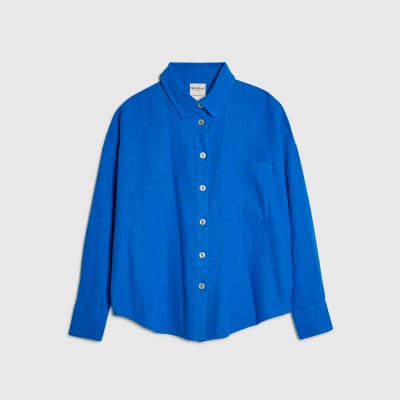 Blue Linen Blend Shirt