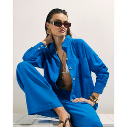 Blue Linen Blend Shirt