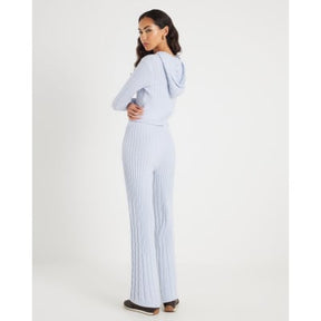 Blue Long Sleeve Cable Knit Hoodie