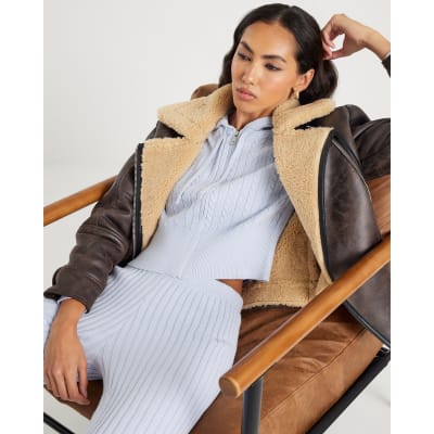 Blue Long Sleeve Cable Knit Hoodie