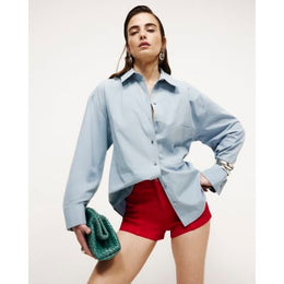 Blue Long Sleeve Cinched Back Shirt