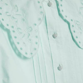 Blue Long Sleeve Collared Blouse