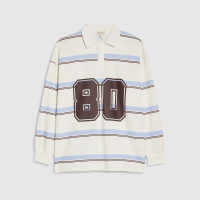 Blue Long Sleeve Stripe Number Sweatshirt