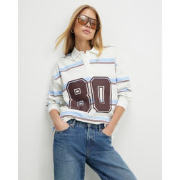 Blue Long Sleeve Stripe Number Sweatshirt
