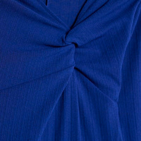 Blue Long Sleeve Twist Front Midi Dress