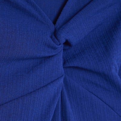 Blue Long Sleeve Twist Front Top